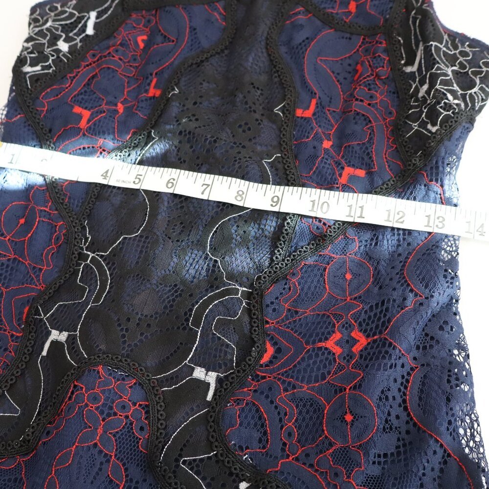 Jonathan Simkhai Womens Lace Tiered Ruffle Hem Mini Dress Blue Red Black Size 6 - Picture 9 of 10